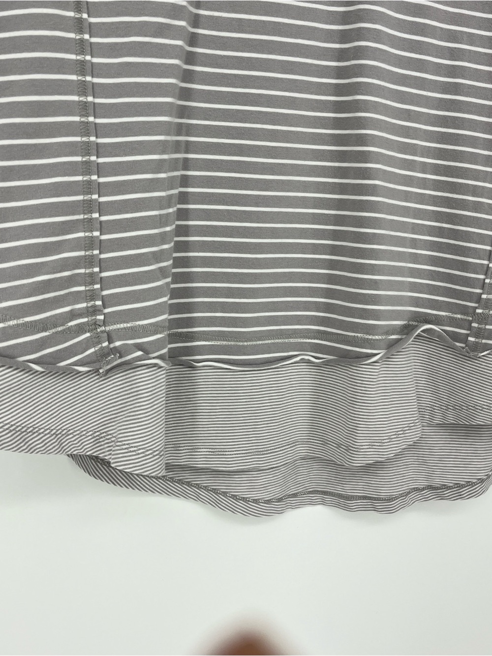 Umgee Gray Striped Blouse Small Oversized Cotton Shirt V Neck Tunic Style - Picture 3 of 6